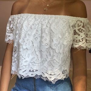 White lace off the shoulder top